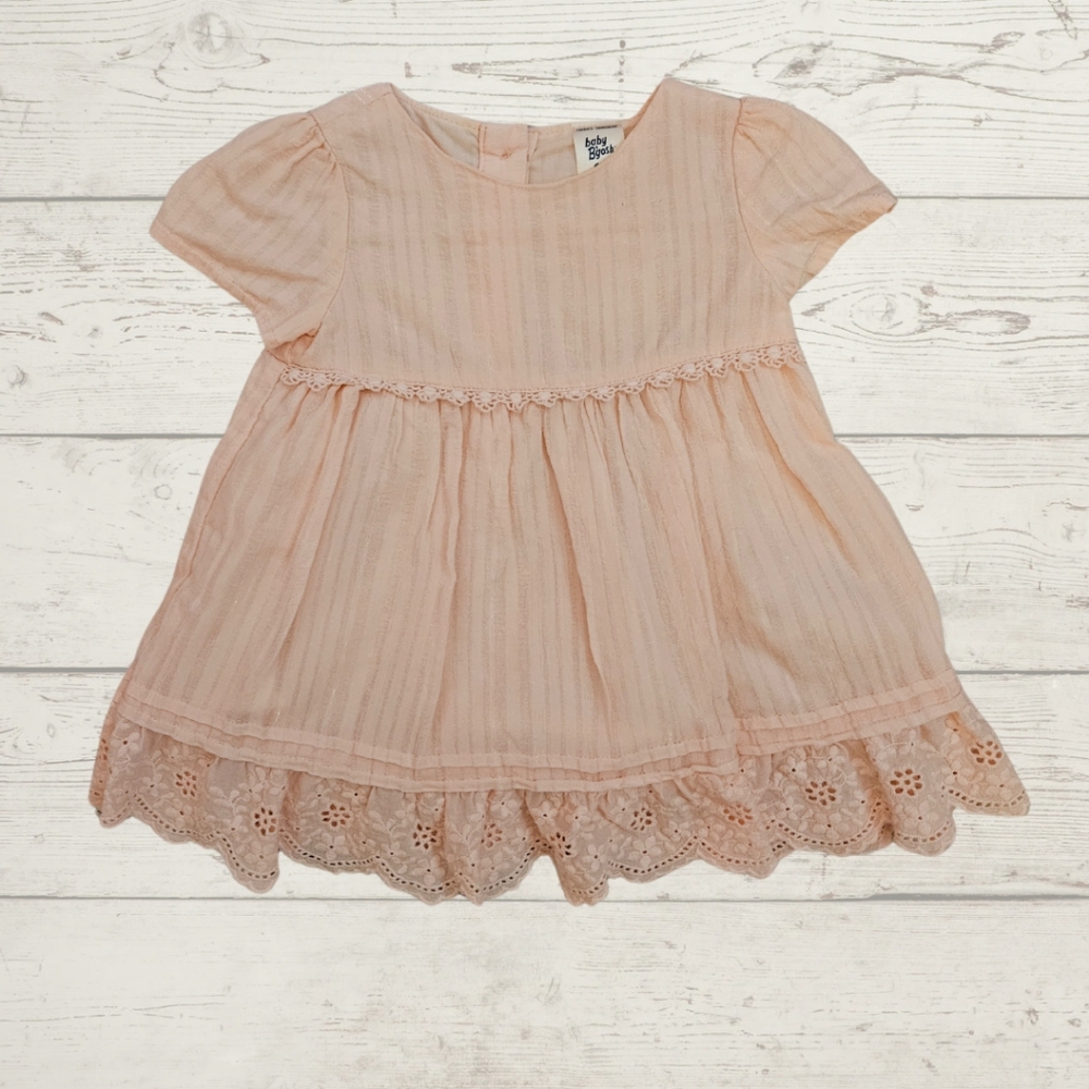 Baby B'goah Peach Dress With Eyelet Lace Size 6m